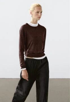 Massimo Dutti CREW NECK - Jumper - Mottled Bordeaux