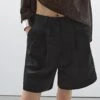 Massimo Dutti PLEATED BERMUDA - Shorts - Black -Massimo Dutti Shop 7776121a8cb04f258d6e213cc7f8d6dc