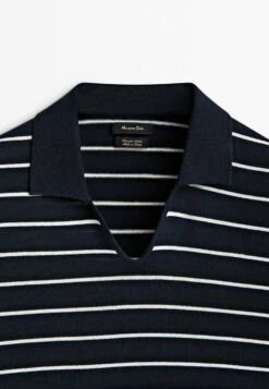 Massimo Dutti Striped Short Sleeve - Polo Shirt - Blue/Black Denim -Massimo Dutti Shop 77f5b5895714408f965ce58bb03d4a20