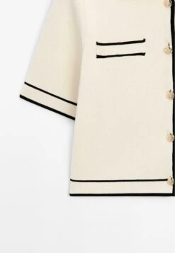 Massimo Dutti SHORT SLEEVE WITH BUTTONS - Cardigan - Beige -Massimo Dutti Shop 77f9a7466d9348f9a780b08d6e3b3745