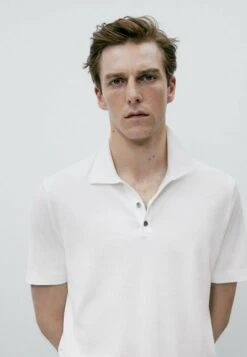 Massimo Dutti With V-Neck And Buttons - Polo Shirt - White -Massimo Dutti Shop 7886d65f139b42848df88ed8bf2d967a