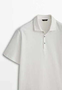 Massimo Dutti Short Sleeve Diagonal Micro - Polo Shirt - Beige -Massimo Dutti Shop 78d2763fa9f24fd5aa72f344c6c21491