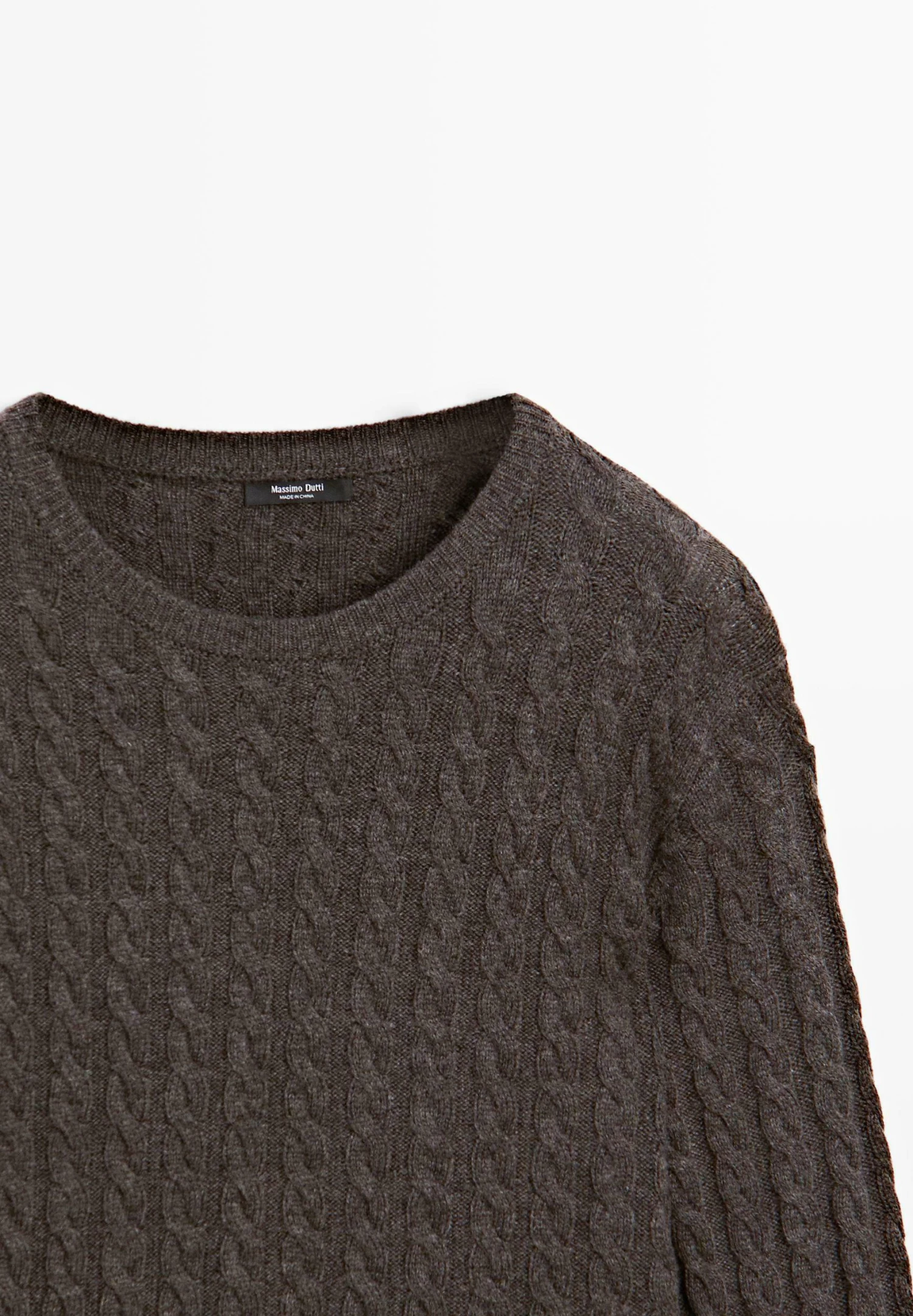 Massimo Dutti CABLE WITH CREW NECK - Jumper - Mottled Brown 12 Massimo Dutti CABLE WITH CREW NECK - Jumper - Mottled Brown - Image 10