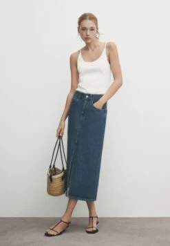 Massimo Dutti High-Waist - Pencil Skirt - Blue