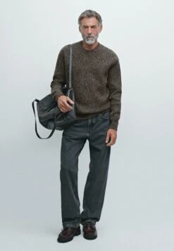 Massimo Dutti RIBBED CREW NECK - Jumper - Mottled Dark Brown -Massimo Dutti Shop 796242cbc8744a26aa8db1bb65966173