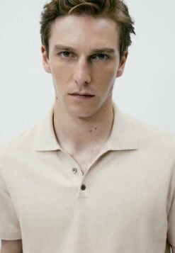Massimo Dutti With V-Neck And Buttons - Polo Shirt - Beige -Massimo Dutti Shop 7965894f6c8f4b2490f76c1c43246f3f
