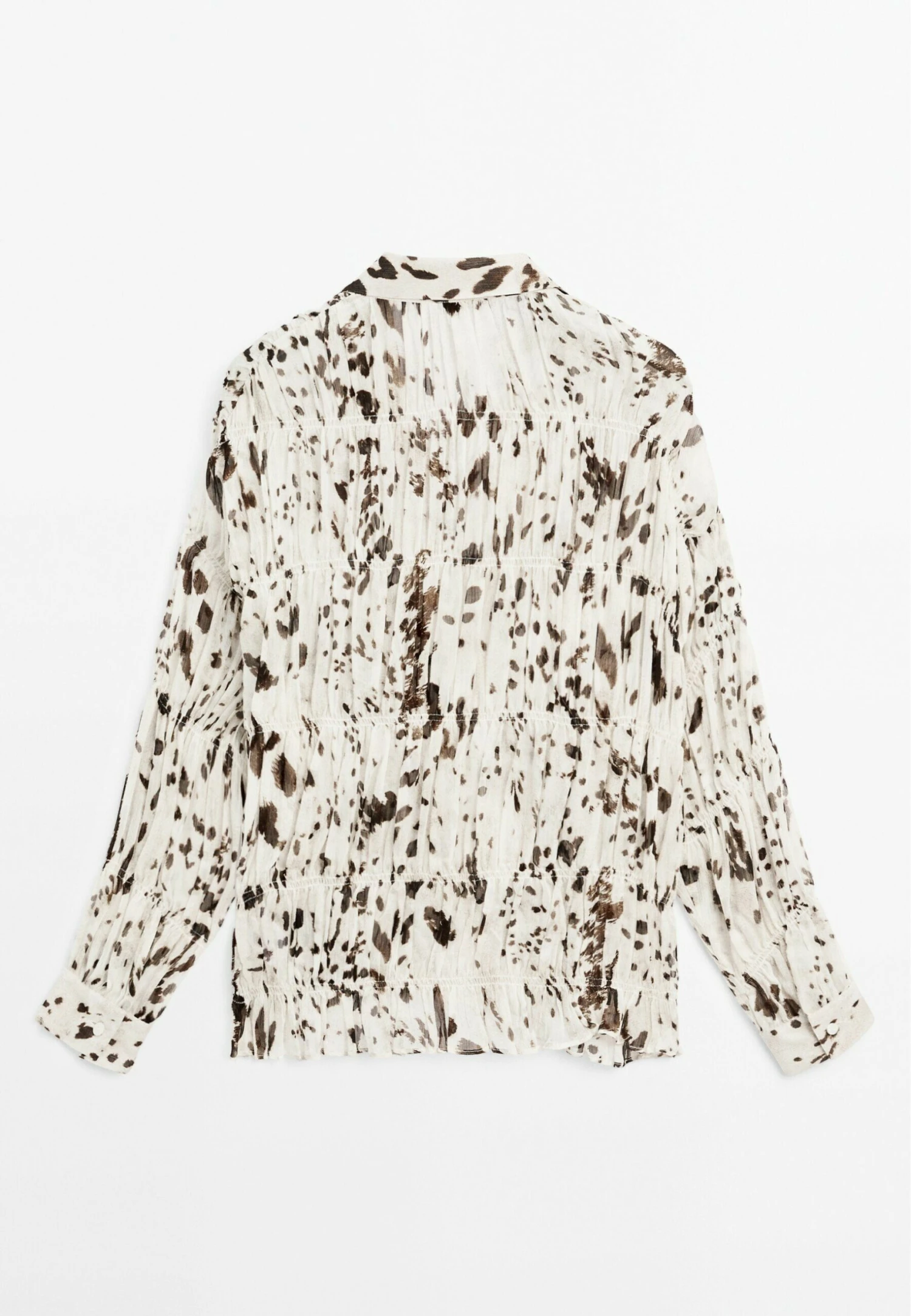 Massimo Dutti ANIMAL PRINT GARMENT WITH GATHERED DETAIL - Button-down Blouse - Beige 8 Massimo Dutti ANIMAL PRINT GARMENT WITH GATHERED DETAIL - Button-down Blouse - Beige - Image 6