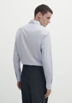 Massimo Dutti Pinstriped Easy Iron- Formal Shirt - Blue -Massimo Dutti Shop 79ad6fb2536749729ebecd2c128f6037