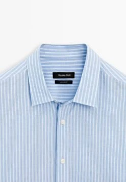 Massimo Dutti REGULAR FIT GARMENT WITH STRIPED DETAIL - Shirt - Blue 21 Massimo Dutti REGULAR FIT GARMENT WITH STRIPED DETAIL - Shirt - Blue -Massimo Dutti Shop 79b88651523f4748b8415640bfcd75cd