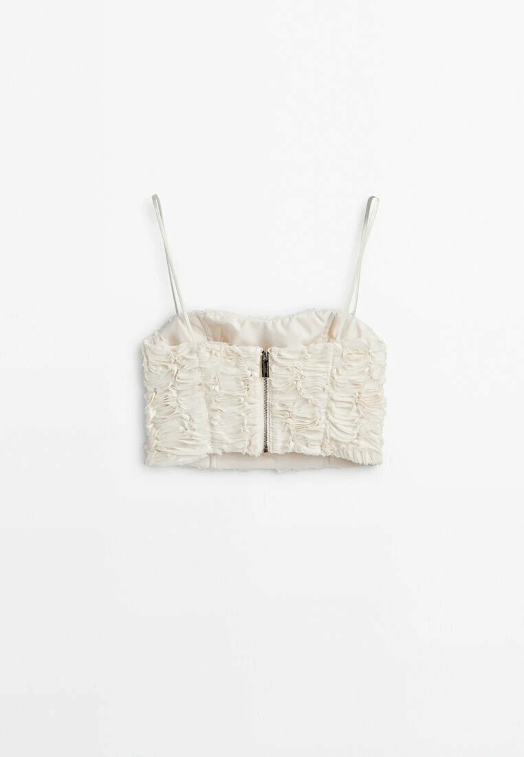 Massimo Dutti Studio Bouclé Strappy Crop - Top - Beige 9 Massimo Dutti Studio Bouclé Strappy Crop - Top - Beige - Image 7