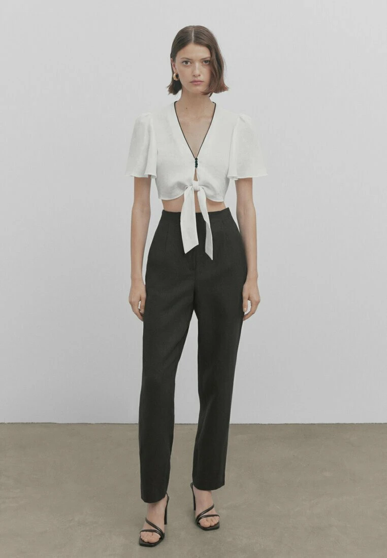 Massimo Dutti Studio With Knot And Contrast Detail - Blouse 4 Massimo Dutti Studio With Knot And Contrast Detail - Blouse - Image 2