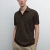 Massimo Dutti TEXTURED SHORT SLEEVE POLO NECK - Polo Shirt - Mottled Dark Brown -Massimo Dutti Shop 7a581c7fa8d6468f802218a59a0aa1d6