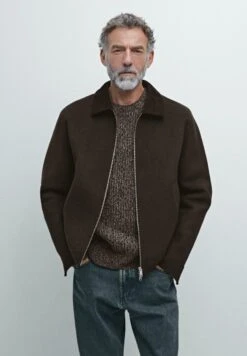 Massimo Dutti ZIPPED DOUBLE CORDUROY COLLAR - Light Jacket - Brown