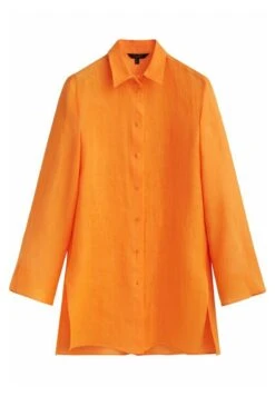 Massimo Dutti Oversize- Button-Down Blouse - Orange