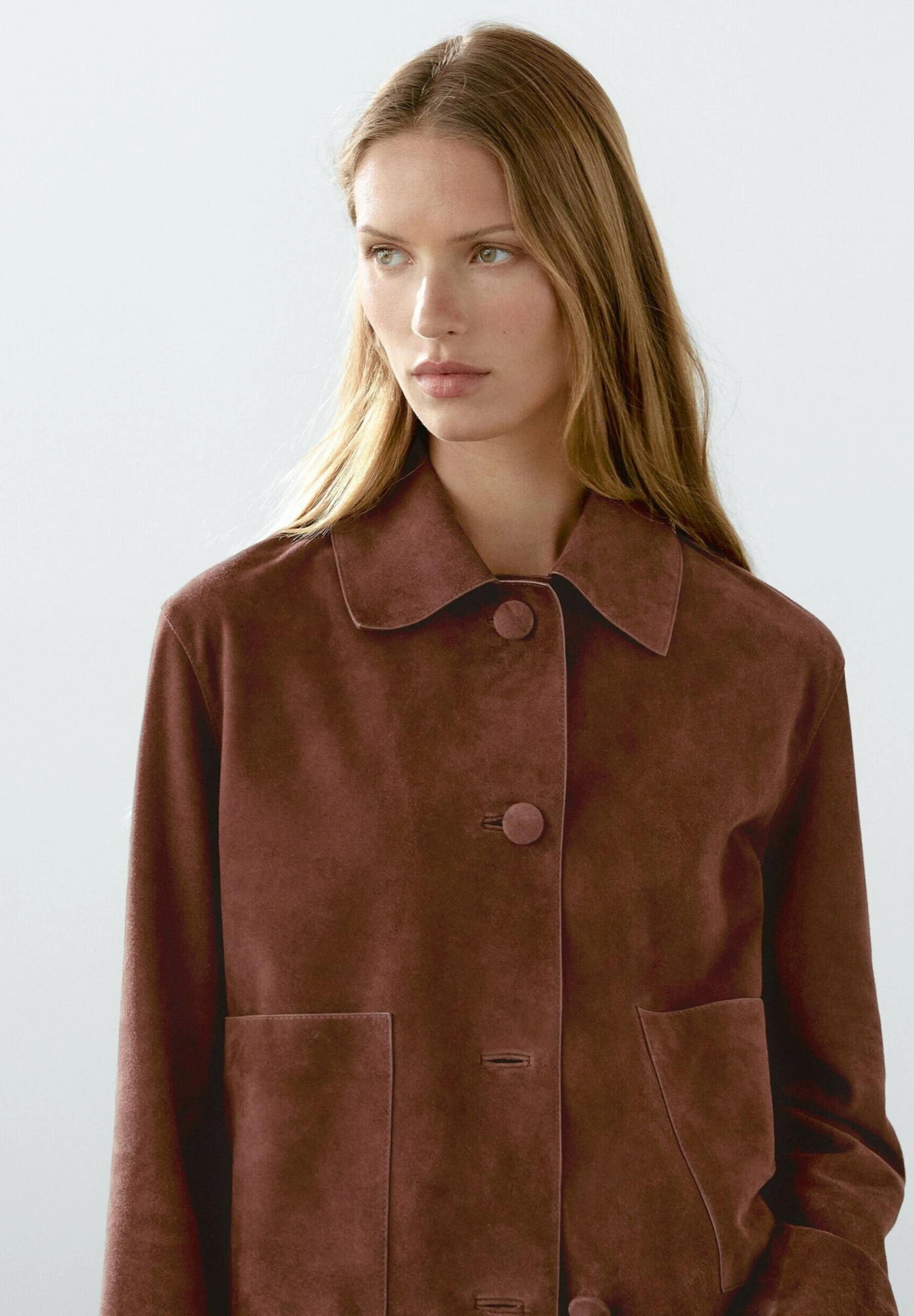 Massimo Dutti CROPPED WITH BUTTONS - Leather Jacket - Mottled Brown 6 Massimo Dutti CROPPED WITH BUTTONS - Leather Jacket - Mottled Brown - Image 4