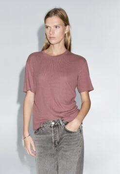 Massimo Dutti LOOSE FIT SHORT SLEEVE - Basic T-shirt - Light Pink