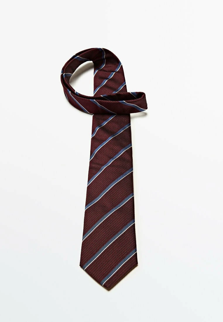 Massimo Dutti Blend Striped - Tie - Bordeaux 7 Massimo Dutti Blend Striped - Tie - Bordeaux - Image 5
