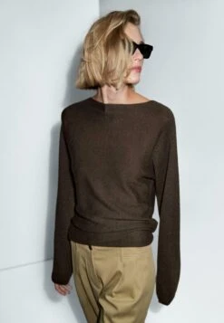 Massimo Dutti BOAT NECK WITH RAGLAN SLEEVE - Jumper - Dark Brown