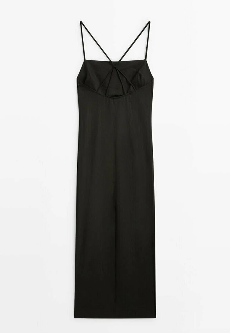 Massimo Dutti Blend Midi With Straps At The Back - Day Dress - Black 13 Massimo Dutti Blend Midi With Straps At The Back - Day Dress - Black - Image 11