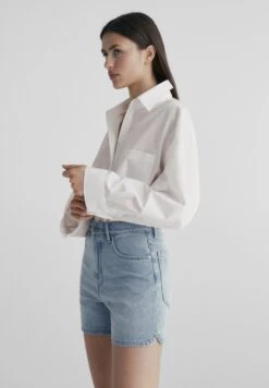 Massimo Dutti High Waist - Denim Shorts - Blue Grey -Massimo Dutti Shop 7b411687db9d47e09fefa7d2373888b6