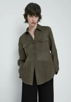 Massimo Dutti With Pockets - Button-Down Blouse - Green