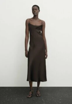 Massimo Dutti Camisole Midi - Occasion Wear - Dark Brown -Massimo Dutti Shop 7b7a7b4477b34360b99edda0af00dcee