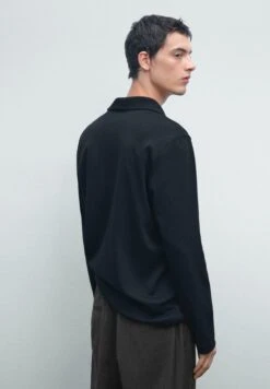 Massimo Dutti MOCK NECK QUARTER ZIP POLO NECK - Long Sleeved Top - Dark Blue -Massimo Dutti Shop 7b9b50f8820d4d96a3bbefe54cb79f1f