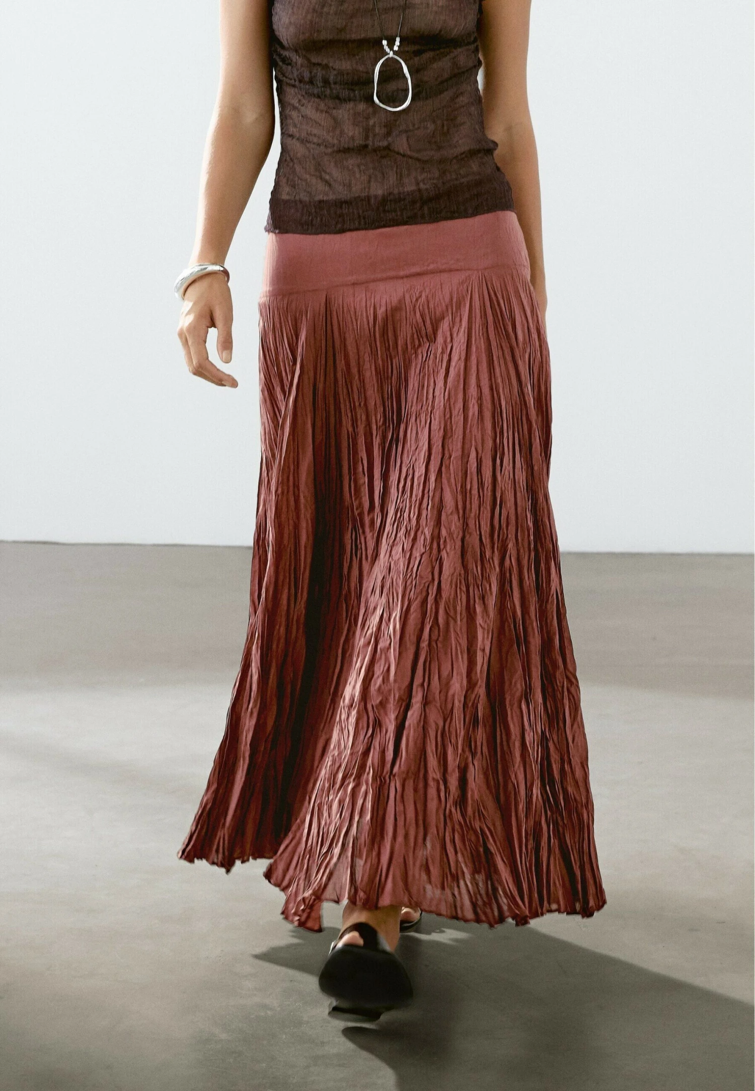 Massimo Dutti LONG PLEATED - Pleated Skirt - Dark Red 3 Massimo Dutti LONG PLEATED - Pleated Skirt - Dark Red