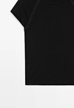 Massimo Dutti SHORT SLEEVE WITH CONTRAST SEAMS - Basic T-shirt - Black -Massimo Dutti Shop 7bb9594206cf44fa9043b91d085e4752