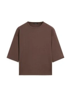 Massimo Dutti OVERSIZE HEAVY WEIGHT - Basic T-shirt - Dark Brown -Massimo Dutti Shop 7bca911960944660bc9a29a0598ae141