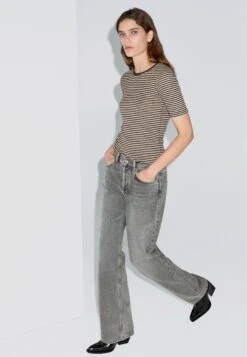 Massimo Dutti STRIPED CREW NECK WITH SHORT SLEEVE - Print T-shirt - Dark Brown -Massimo Dutti Shop 7be5296d630a4b408d80699a9f04cfab