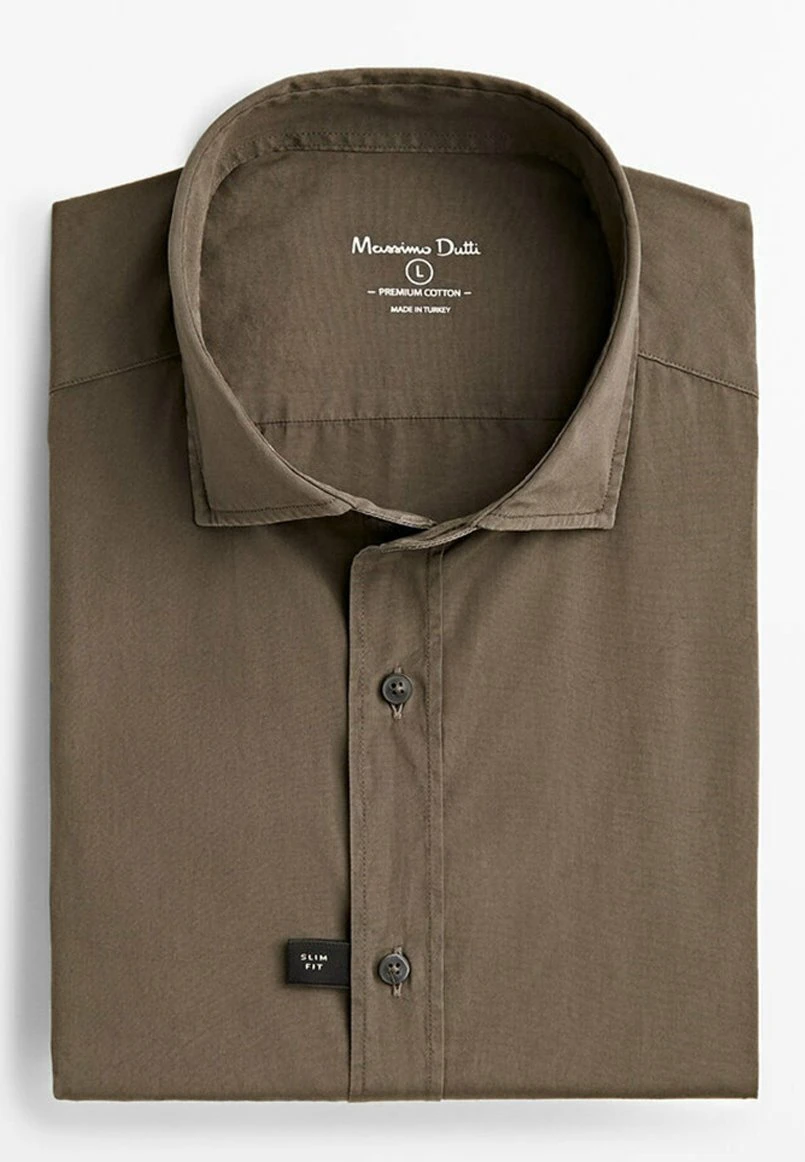 Massimo Dutti Slim Fit - Shirt - Mottled Brown 7 Massimo Dutti Slim Fit - Shirt - Mottled Brown - Image 5