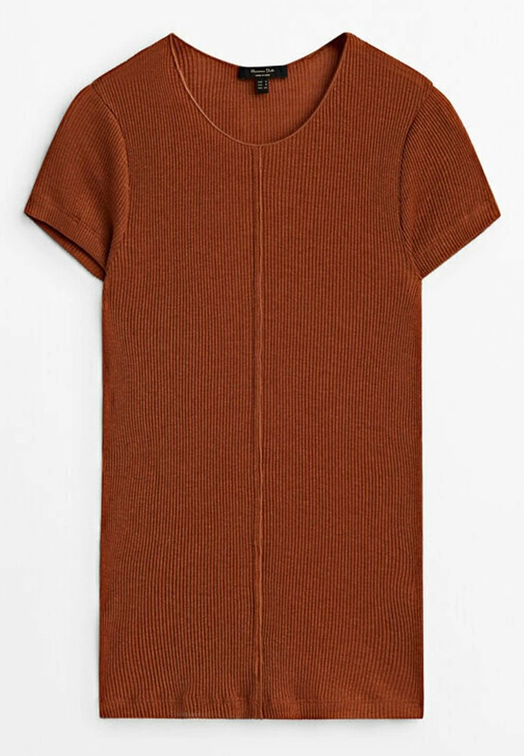 Massimo Dutti Shiny With Central Seam - Basic T-Shirt - Bordeaux 12 Massimo Dutti Shiny With Central Seam - Basic T-Shirt - Bordeaux - Image 10