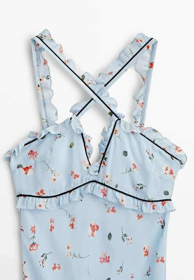 Massimo Dutti Studio - Long Strappy Floral Print - Maxi Dress - Light Blue 9 Massimo Dutti Studio - Long Strappy Floral Print - Maxi Dress - Light Blue - Image 7