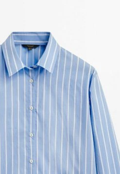 Massimo Dutti With Double Stripe- Button-Down Blouse - Blue -Massimo Dutti Shop 7c430df3681b4de2b3cc6a226f1a6f7a
