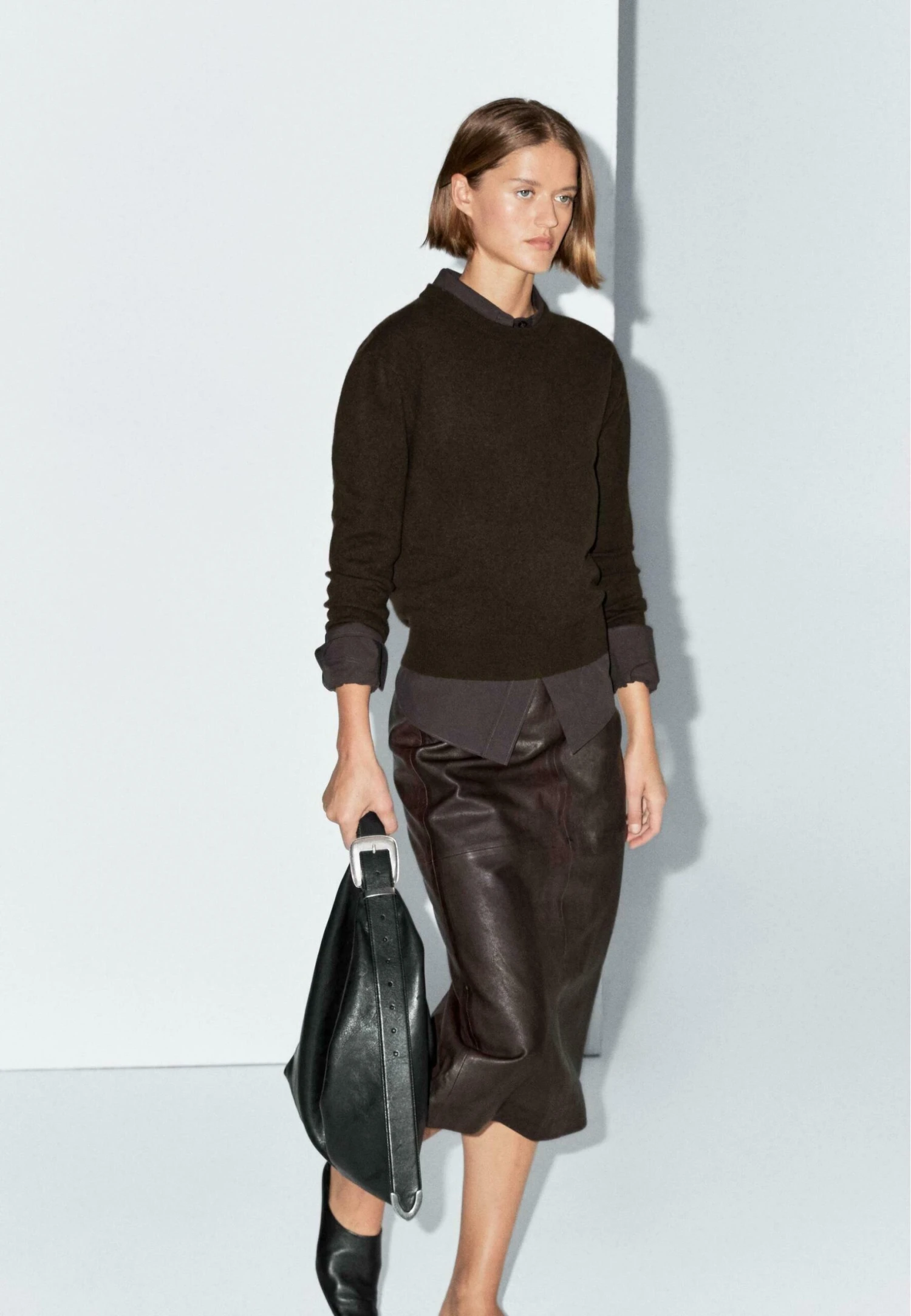 Massimo Dutti CREW NECK SWEATER - Jumper - Mottled Dark Brown 7 Massimo Dutti CREW NECK SWEATER - Jumper - Mottled Dark Brown - Image 5