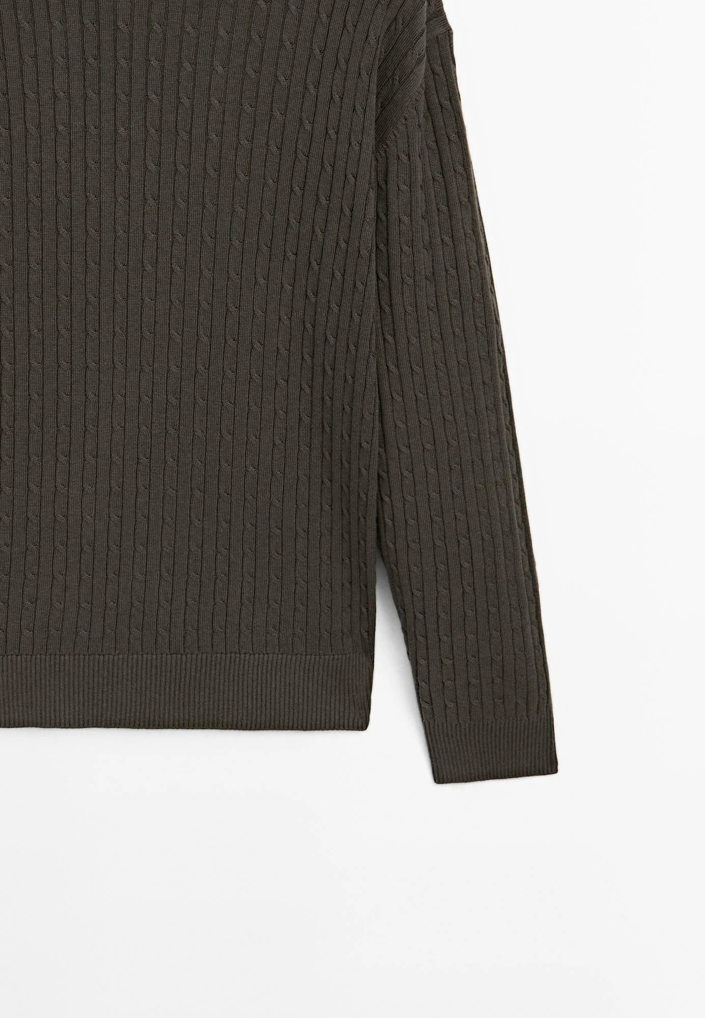 Massimo Dutti CABLE-KNIT CREW NECK - Jumper - Mottled Green 10 Massimo Dutti CABLE-KNIT CREW NECK - Jumper - Mottled Green - Image 8