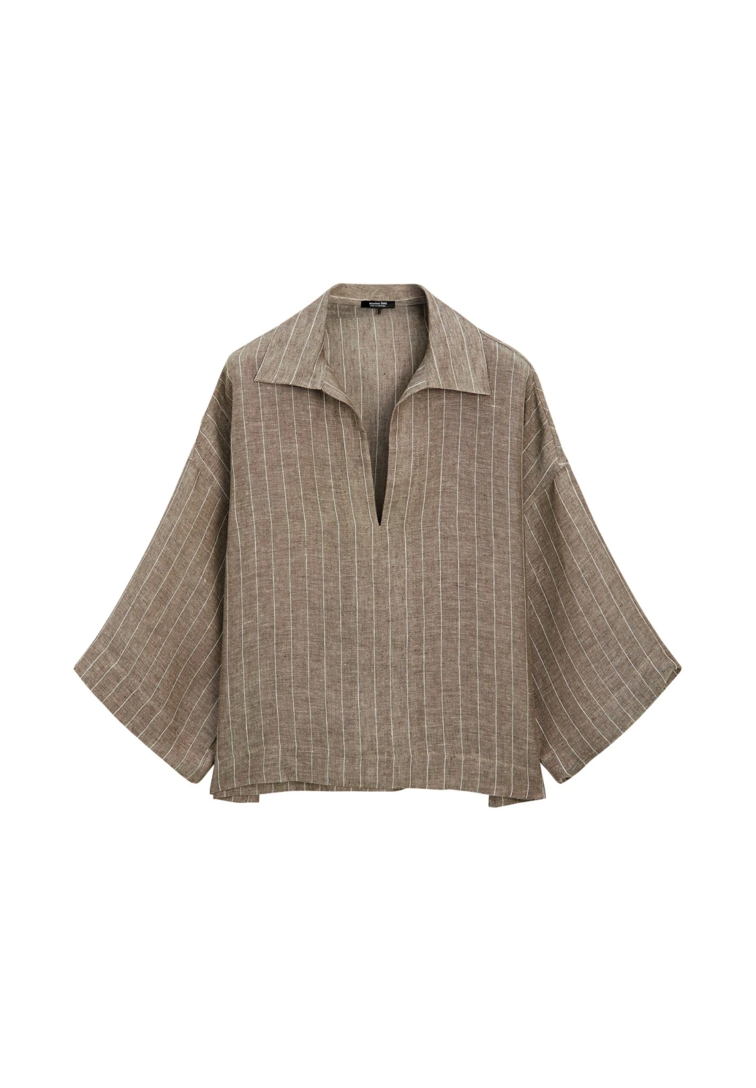 Massimo Dutti STRIPED OPEN NECK GARMENT - Blouse - Mottled Brown 7 Massimo Dutti STRIPED OPEN NECK GARMENT - Blouse - Mottled Brown - Image 5