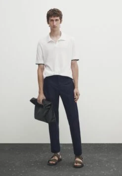 Massimo Dutti Contrast Short Sleeve- Polo Shirt - White -Massimo Dutti Shop 7ca857060084444780055114f53deaa2