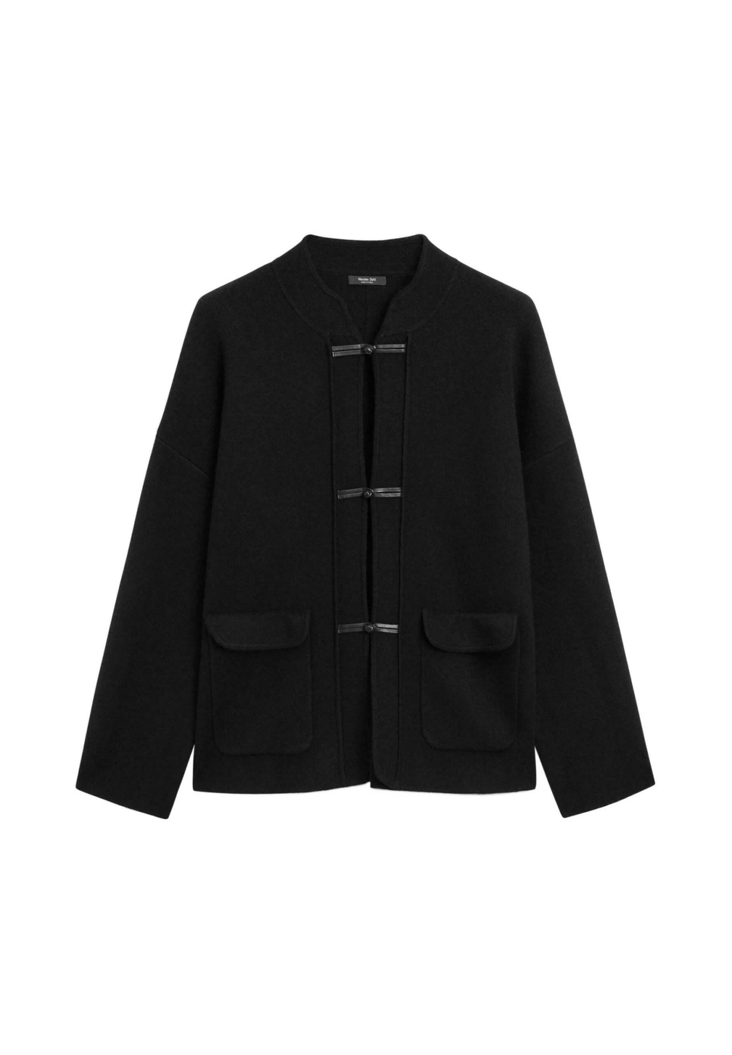 Massimo Dutti STANDING COLLAR WITH BUTTON DETAILS - Cardigan - Black 8 Massimo Dutti STANDING COLLAR WITH BUTTON DETAILS - Cardigan - Black - Image 6