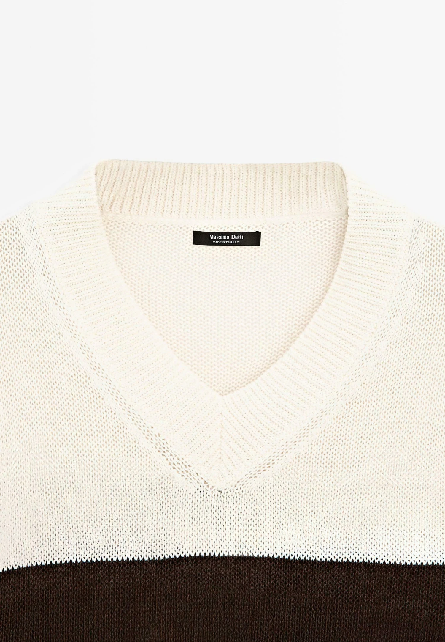 Massimo Dutti STRIPED V-NECK WITH LONG SLEEVE - Jumper - Beige 11 Massimo Dutti STRIPED V-NECK WITH LONG SLEEVE - Jumper - Beige - Image 9