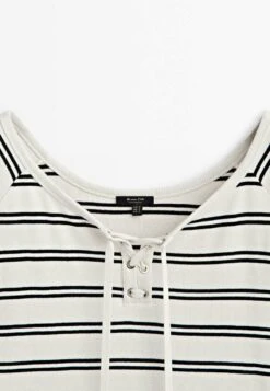 Massimo Dutti Striped With Neckline - Print T-Shirt - Beige -Massimo Dutti Shop 7d2b75733e61495bb856e0fdbf5d5a33