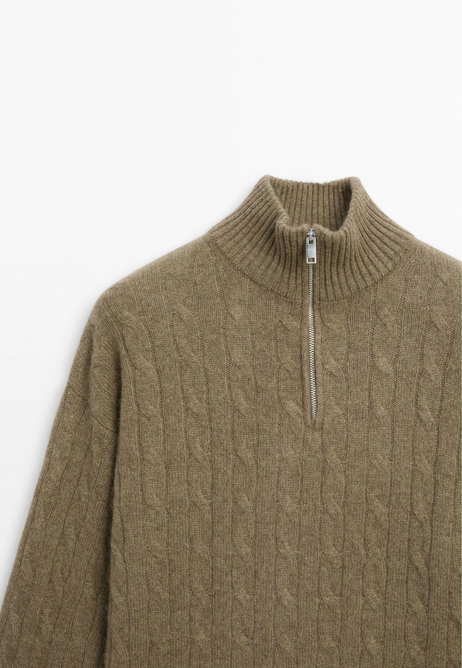 Massimo Dutti HIGH NECK WITH ZIP - Jumper - Mottled Green 11 Massimo Dutti HIGH NECK WITH ZIP - Jumper - Mottled Green - Image 9