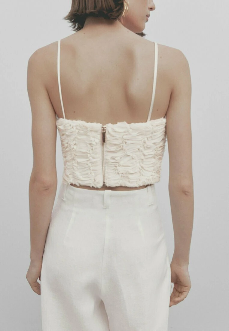 Massimo Dutti Studio Bouclé Strappy Crop - Top - Beige 5 Massimo Dutti Studio Bouclé Strappy Crop - Top - Beige - Image 3