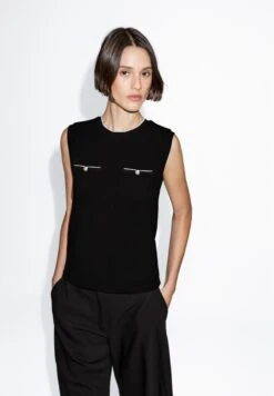 Massimo Dutti SLEEVELESS WITH POCKET DETAILS - Top - Black