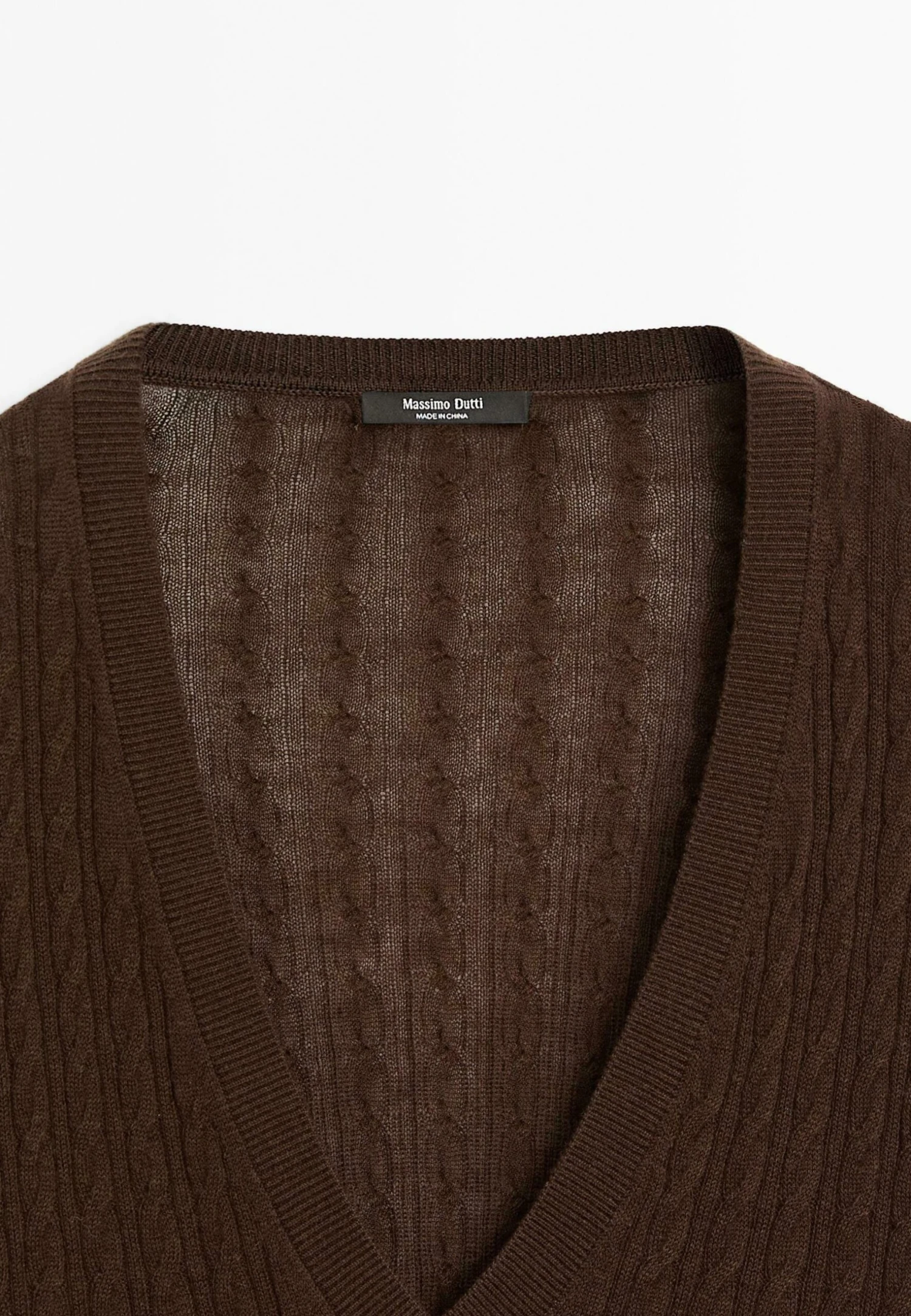 Massimo Dutti V-NECK WITH BRAIDED DETAIL - Jumper - Mottled Dark Brown 11 Massimo Dutti V-NECK WITH BRAIDED DETAIL - Jumper - Mottled Dark Brown - Image 9