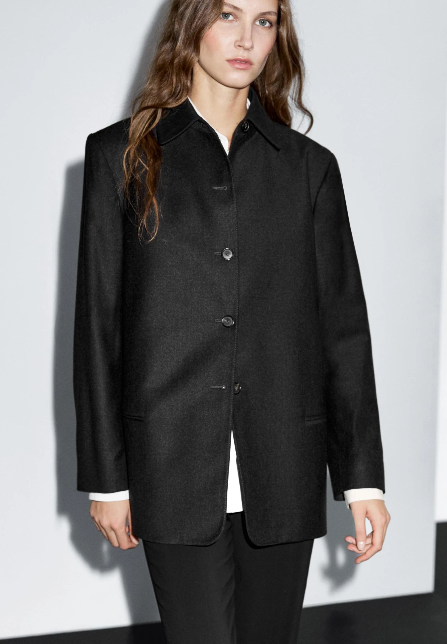 Massimo Dutti CONTRAST COLLAR - Short Coat - Dark Grey 9 Massimo Dutti CONTRAST COLLAR - Short Coat - Dark Grey - Image 7