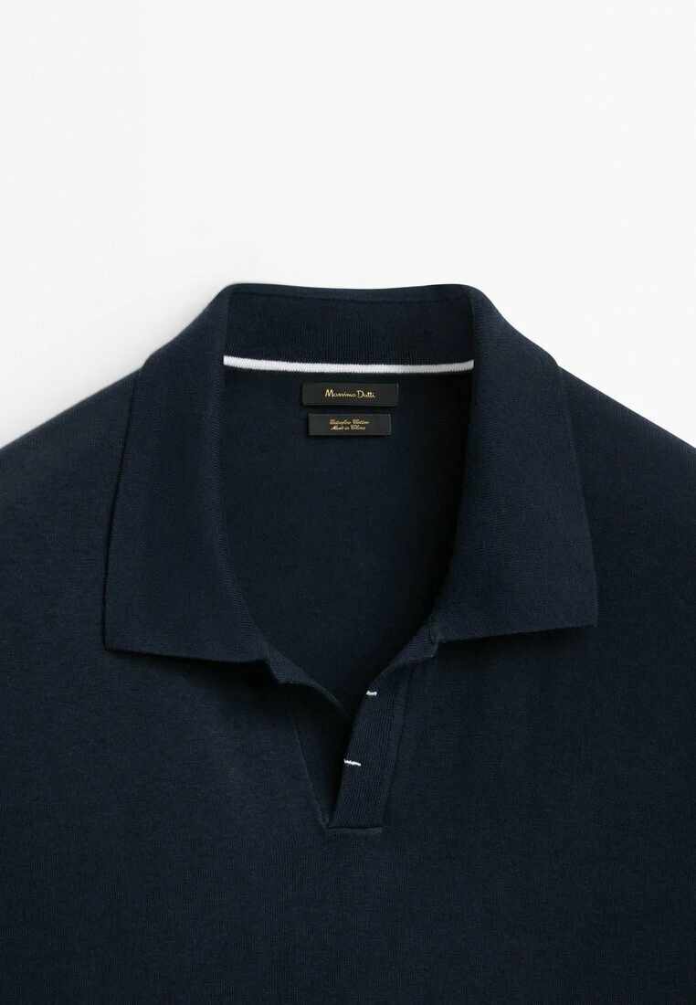 Massimo Dutti Contrast Short Sleeve- Polo Shirt - Dark Blue 11 Massimo Dutti Contrast Short Sleeve- Polo Shirt - Dark Blue - Image 9