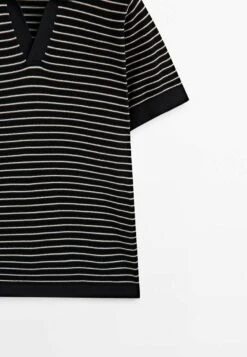 Massimo Dutti Striped Short Sleeve- Polo Shirt - Black -Massimo Dutti Shop 7df4a59d7abe4e5e8ff5469739cb69cb