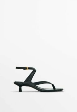 Massimo Dutti With Crossover Straps- T-Bar Sandals - Black -Massimo Dutti Shop 7df53eb887044a1a9d68b5a7ab87fbac